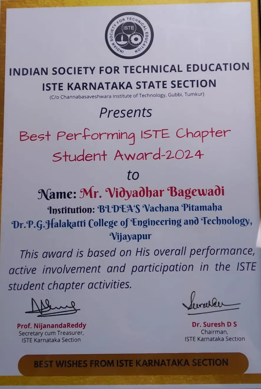 BLDEA Engg Mechanical Dept Awards 2024